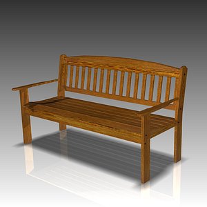 3d wooden bench model