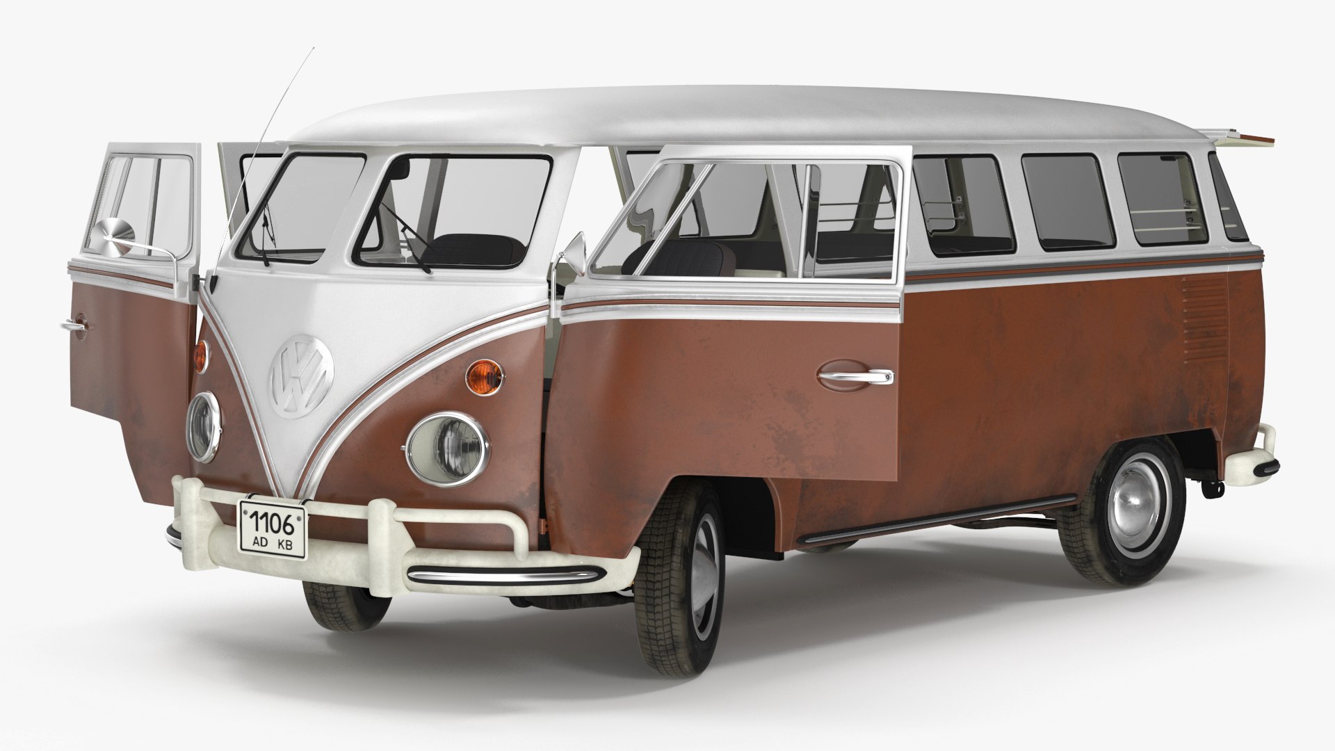 Volkswagen Type 2 T1 Bus Rigged 3D model preview