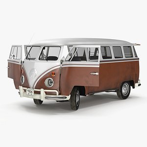 3D Volkswagen Type 2 T1 Bus Rigged