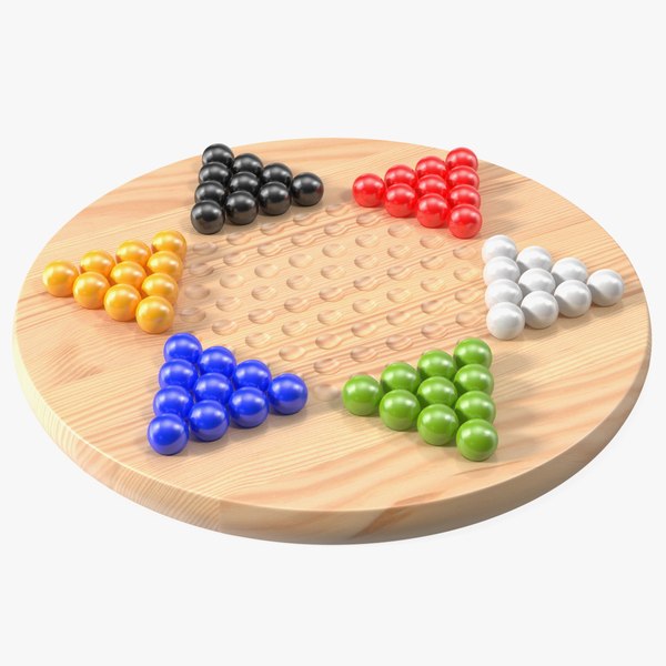 Chinese Checkers Game with Glass Marbles 3D