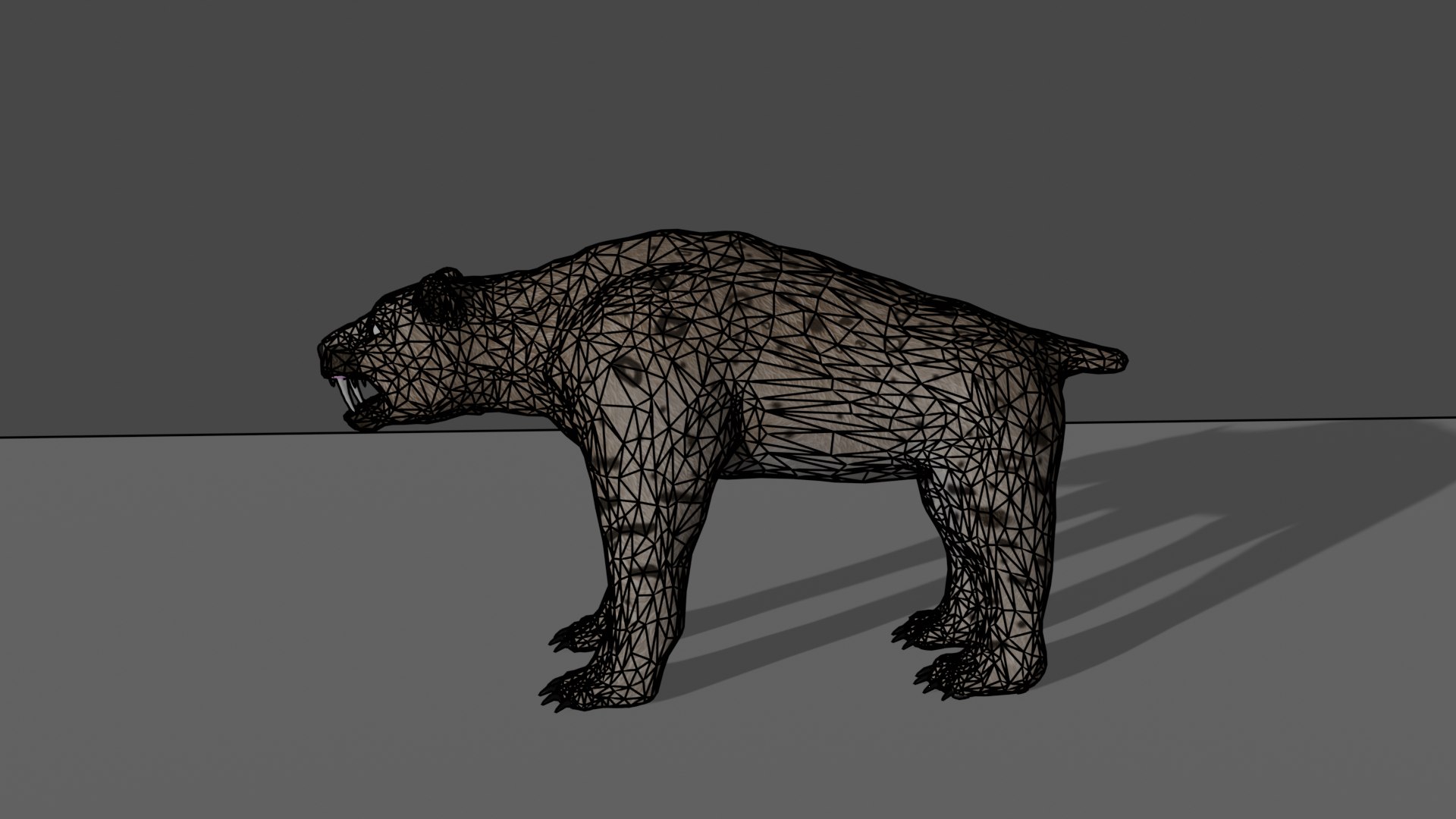 3D model Smilodon https://p.turbosquid.com/ts-thumb/dw/H8CO5N/Ss/wireframe/png/1619764419/1920x1080/fit_q87/f1ea18f0896cfa3b95d4b3967867ec1d29e56e75/wireframe.jpg