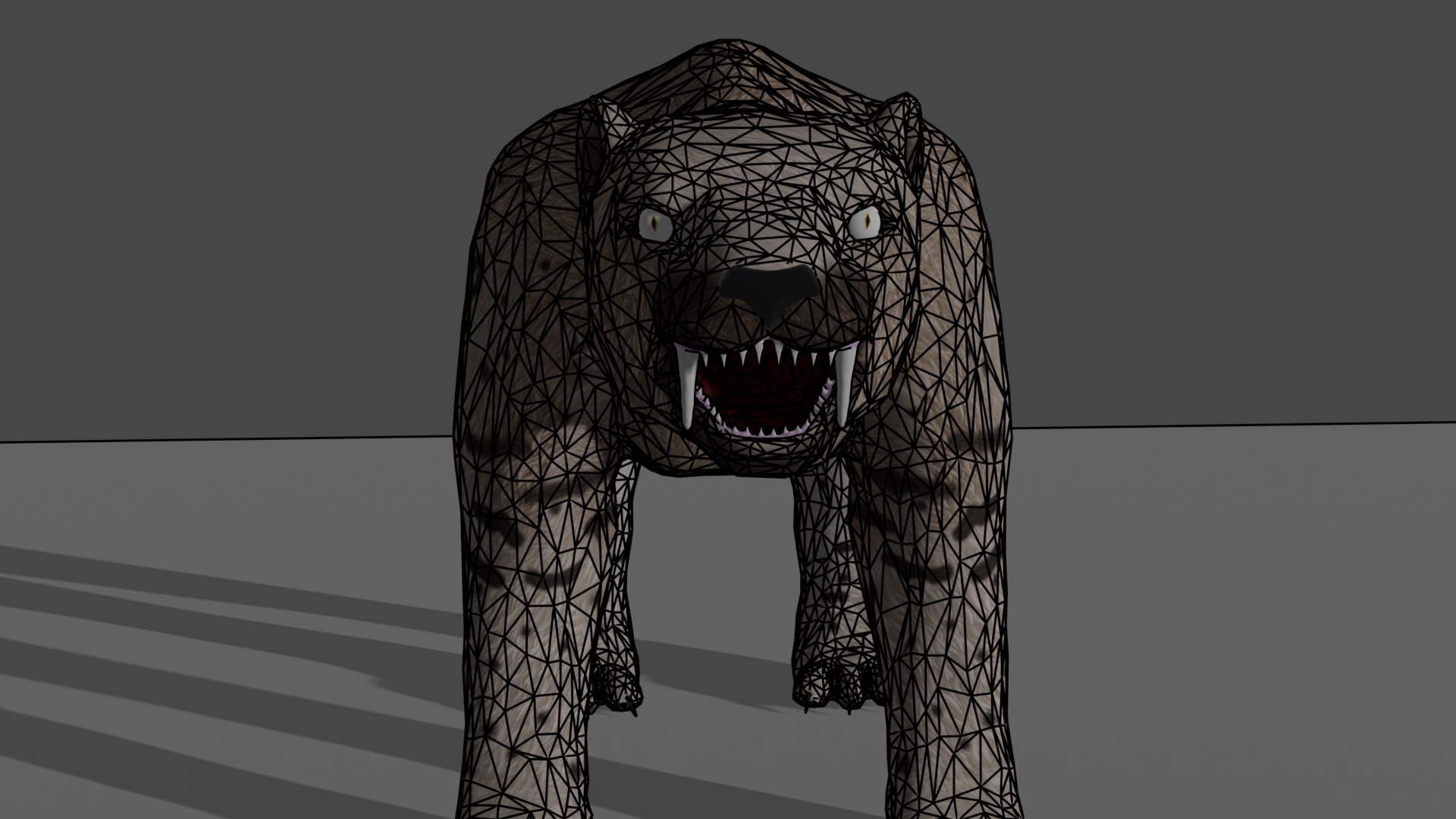 3D model Smilodon https://p.turbosquid.com/ts-thumb/dw/H8CO5N/ez/wireframe2/png/1619764411/1920x1080/fit_q87/5813eb2fb5b932fd3d2247084ac69168f5782b8c/wireframe2.jpg