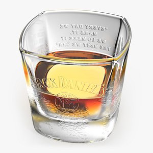 Jack Daniels Misted Rocks Glass With Whiskey