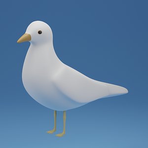 Cartoon Cute Bird Seagull 3D model