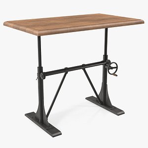 3D crank sit-stand desk furniture model
