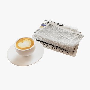 Coffee and Newspaper - With easy drag and drop textures - 3D Assets