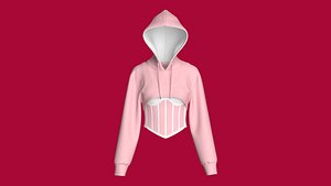 Girls Corset-Style Layered Crop Shrug Hoodie