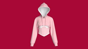 Girls Corset-Style Layered Crop Shrug Hoodie