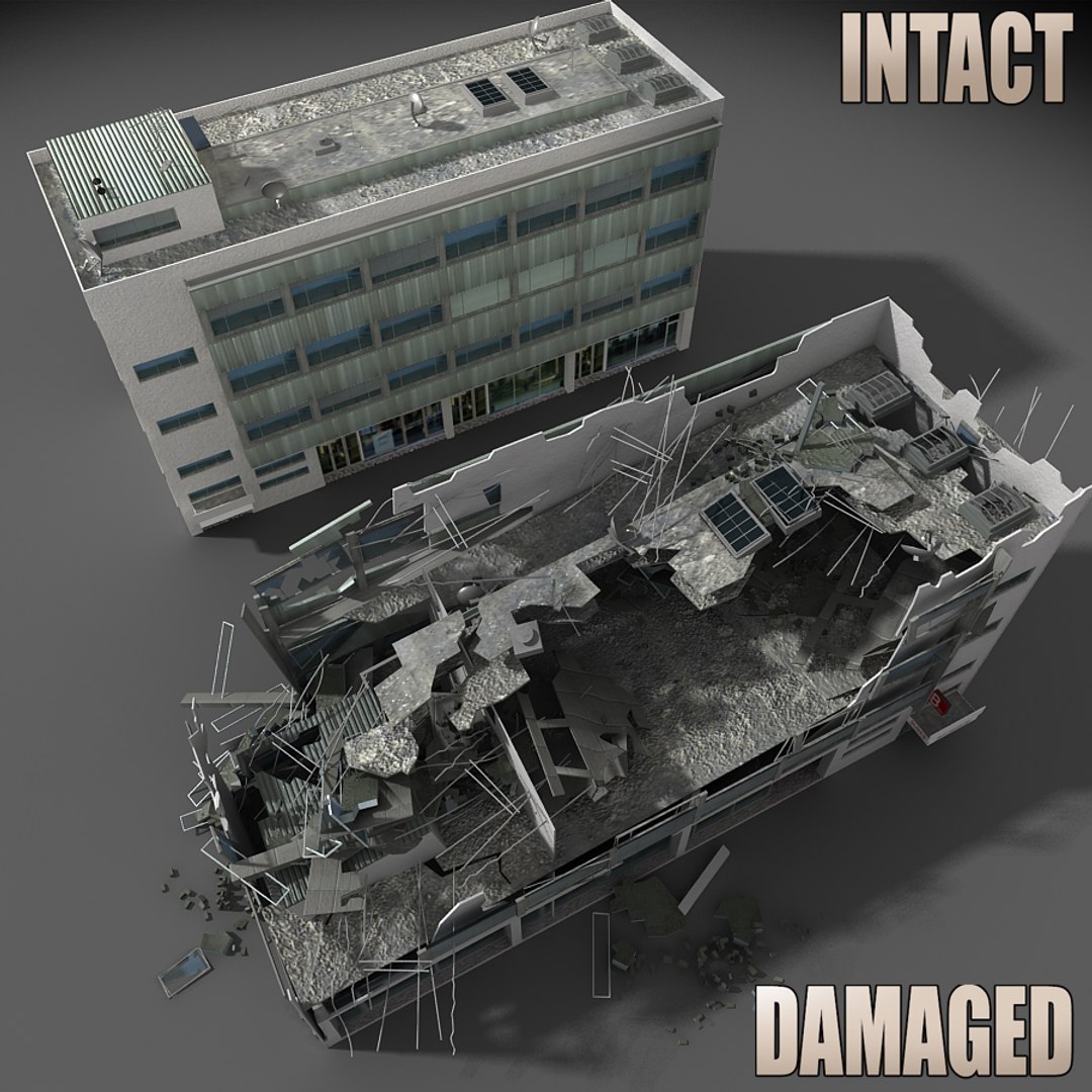 3d Destroyed Building Intact Model