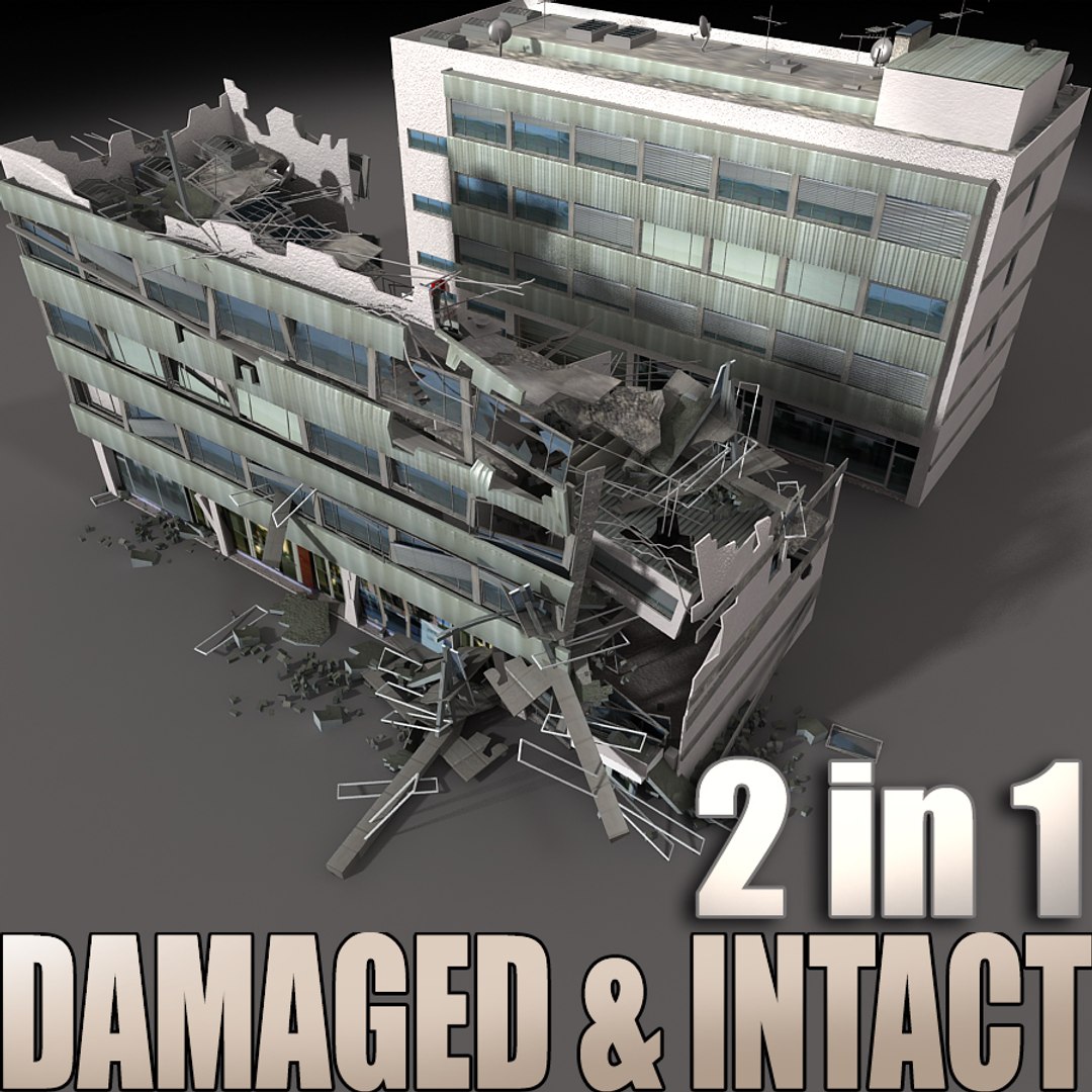 3d Destroyed Building Intact Model