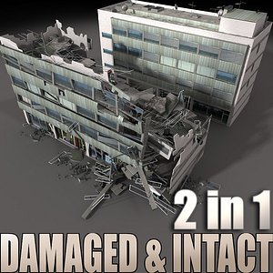 3d destroyed building intact model