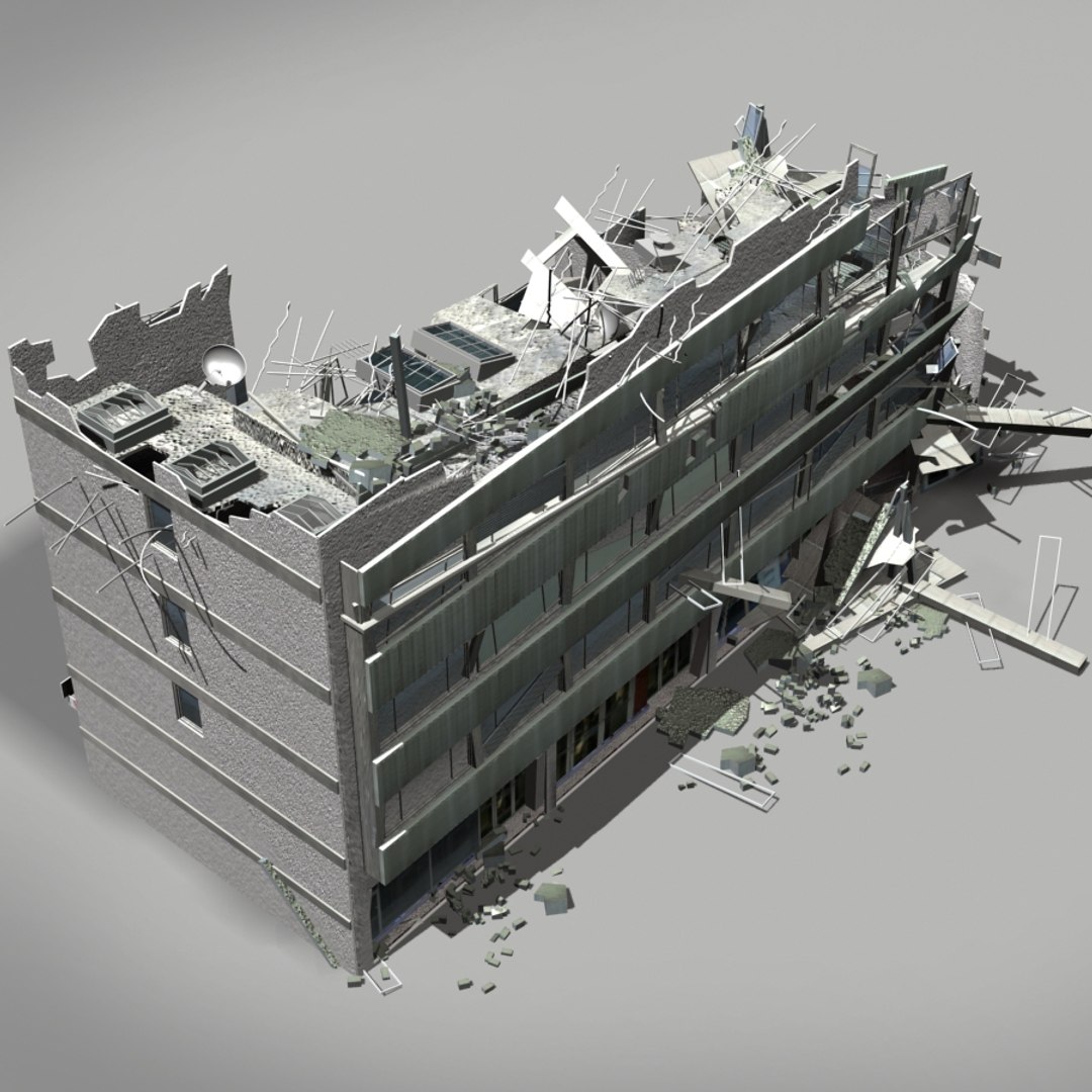 3d Destroyed Building Intact Model