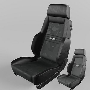 3D RECARO Expert Comfort Leather black Artista black and Grey Seat model
