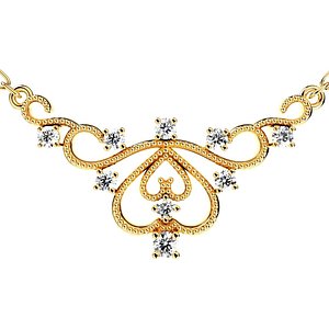 3D crown diamond necklace
