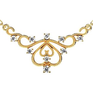 Crown Beads Necklace Patterns With Diamonds 3D CAD Design-O1A003M