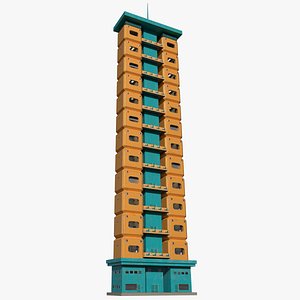 Cyberpunk LowCost Housing Tower Brutalist Stackable Apartments 4K PBR