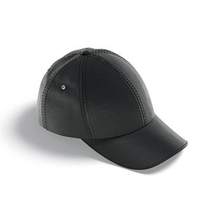 Black Baseball Cap - sport hat with visor 3D model