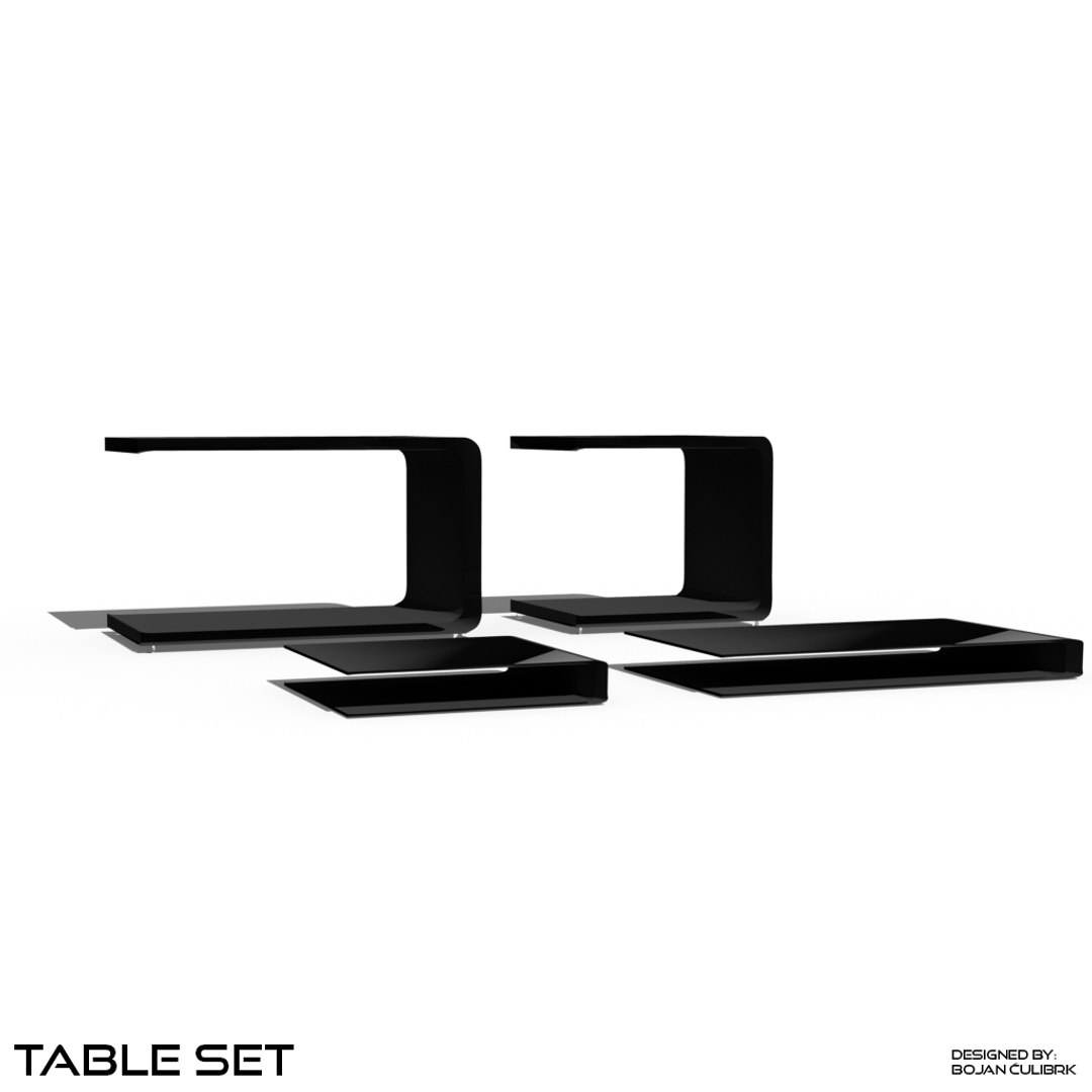 cube table set 2 3d model