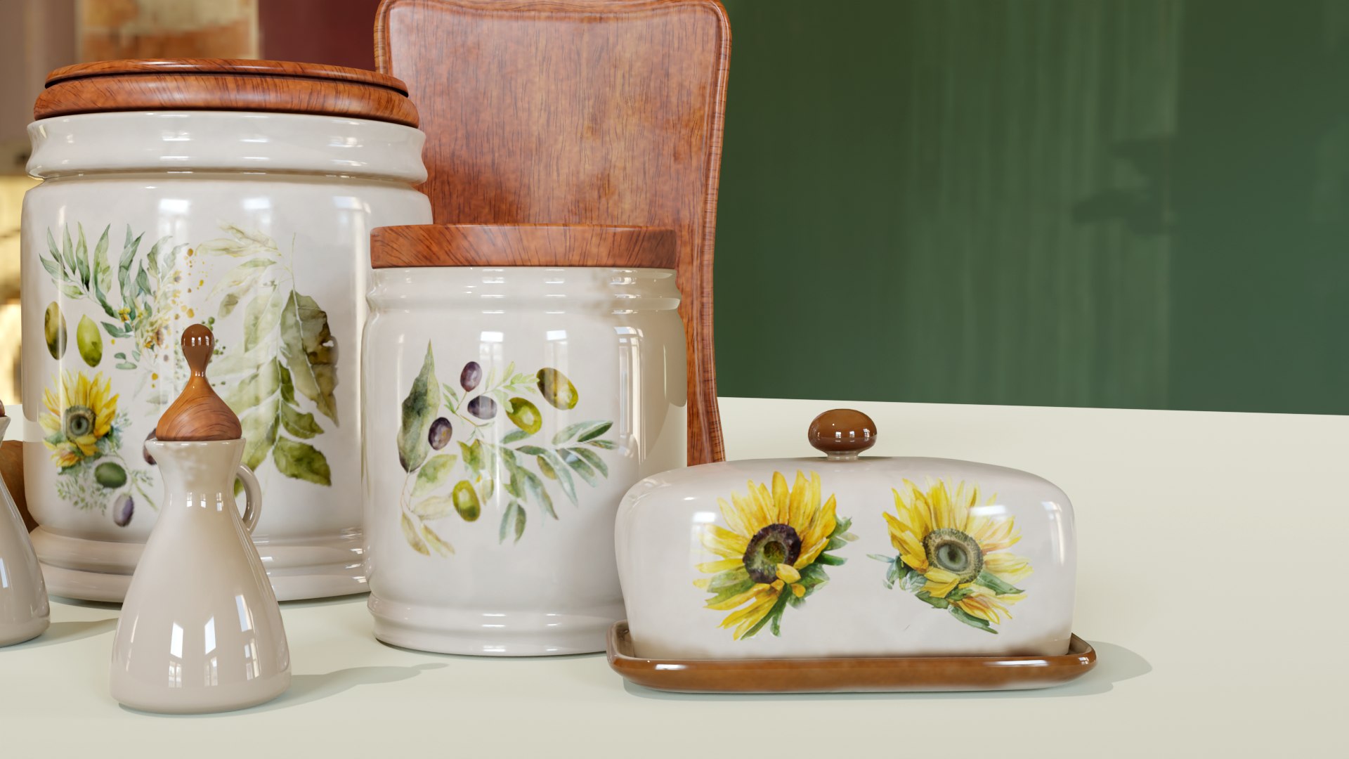 Rustic Style Designer Kitchenware Made Of Wood And Ceramics 3D Model ...