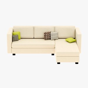 3D Sofa wood and fabric