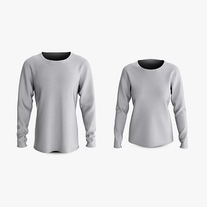 Male and Female T-Shirt Dropped Shoulder Scoop Collar Long Sleeve Collection