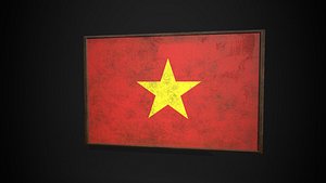 Old Picture Frame With Vietnam  Flag - Game Ready PBR Low-poly 3D Model
