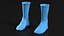 Lange Socken blau auf dem Fuß stehend