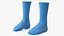 Lange Socken blau auf dem Fuß stehend