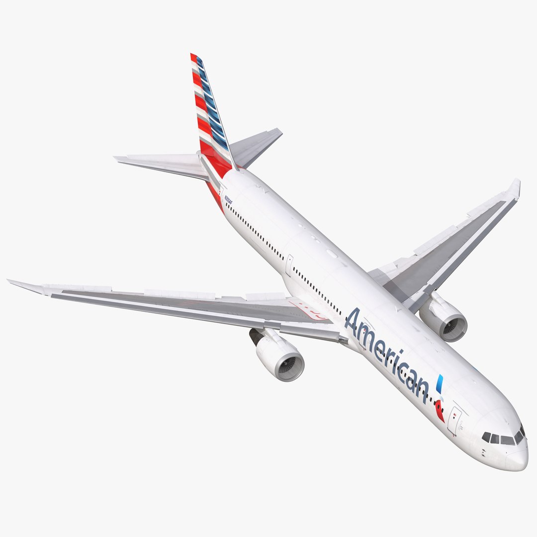 Boeing 767-400ER American Airlines Rigged 3D Model 3D model preview