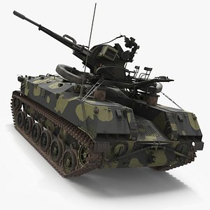 3D model Amphibious Armored Vehicle with AA Weapon Camo Rigged