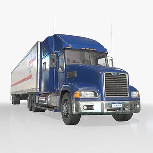 Semi Truck Van Trailer - Low Poly