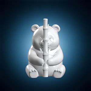 Cute Panda Holding Bamboo 3D Print Model 3D