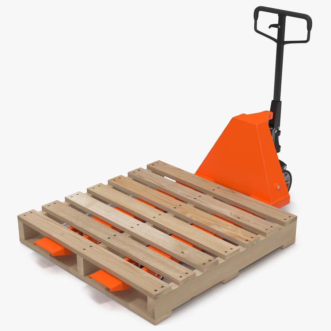 Pallet Jack and Wooden Pallet 3D Model 3D model preview