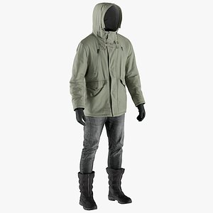 Men's Pants with Boots, Pullover, Coat and Gloves 13
