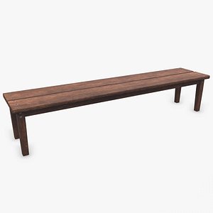 Old Medieval Wooden Bench Low-poly PBR