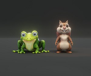 Animated Squirrel and Frog Low-poly 3D Model 3D model
