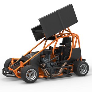 3D Diecast Pavement Winged 600 Micro sprint car Scale 1 to 25