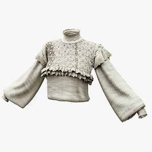 Victorian Blouse Shirt Vintage Long Sleeve 3D model