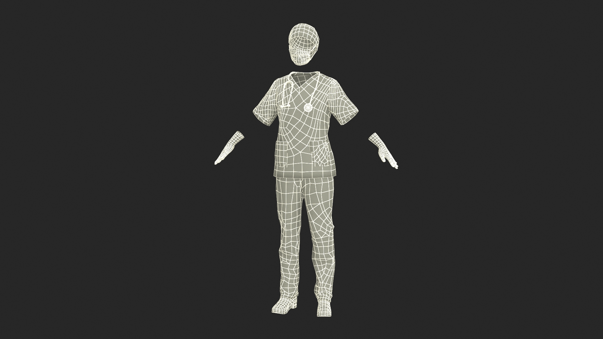 Surgeon Uniform Scrubs With Stethoscope 3D Model - TurboSquid 2199209