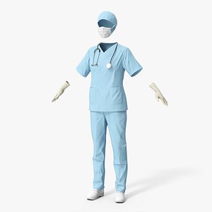 Surgeon Uniform Scrubs with Stethoscope
