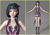 cartoon manga girl asian Japanese anime Loli sister characters Low-poly 3D model