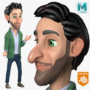 Cartoon Rigged Boy-Pettar Character 3D Model