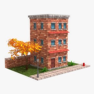 3d model stylized cartoon building