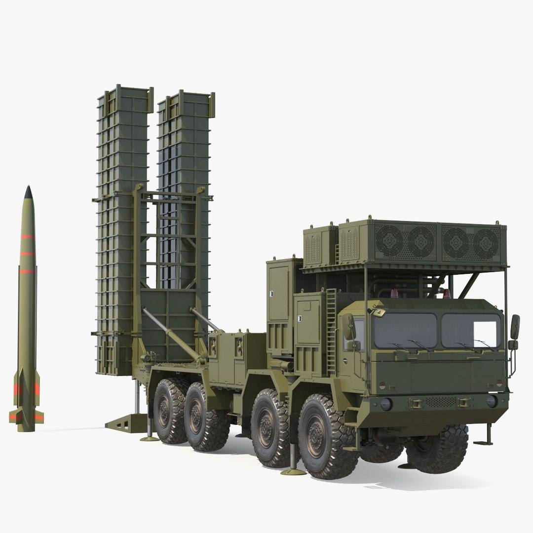 Self Propelled Air Defence Launcher and Antiaircraft Missile 3D model preview