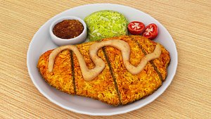 3D model Tonkatsu Japanese Chicken Chop