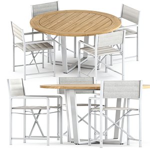 Cross Aluminum chair and Fuse Dining table 3D