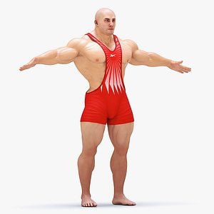 Fit Athletic Male T pose in Reebok Red Singlet