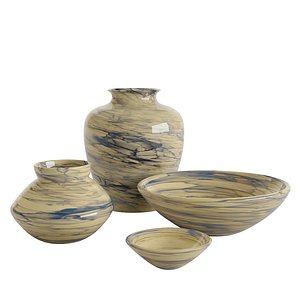 3D Handcrafted Marbled Ceramic Collection model