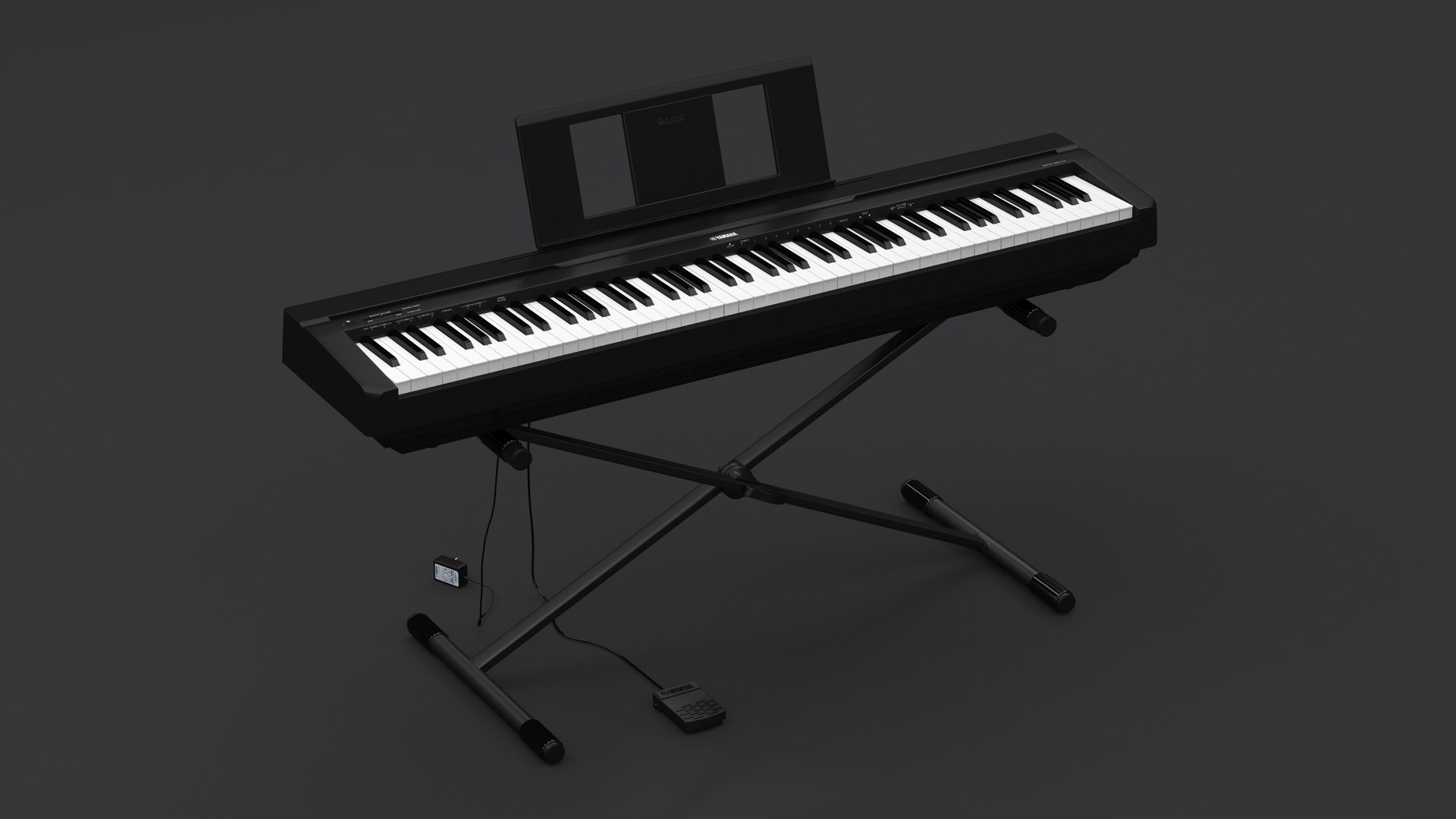 Digital Piano Yamaha P45 Stand Mounted 3D TurboSquid 2011377