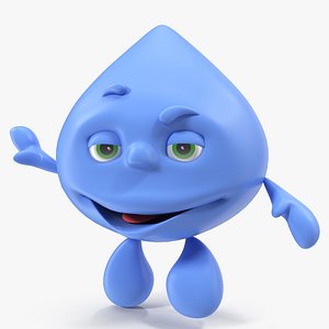 cartoon character water drop 3D model